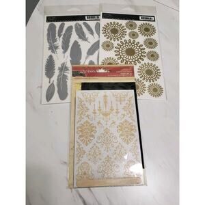 7 Gypsies‎ Scrapbook Crafting Rub Ons Lot Of 3 Jenni Bowlin Chandelier Feather
